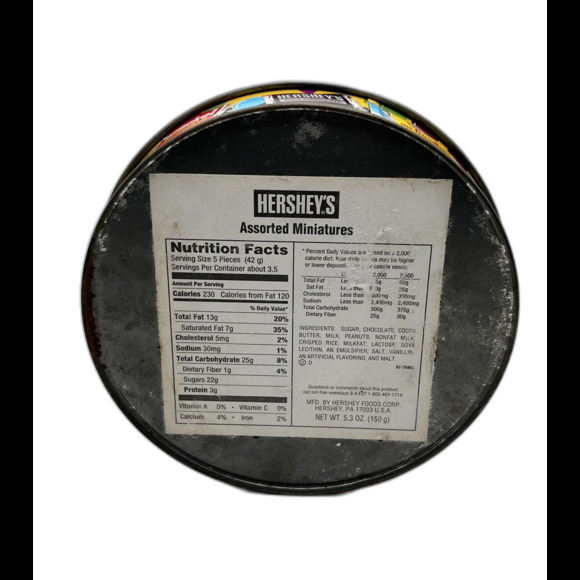 Vintage 1997 Hershey's Fun Tin Assorted Miniatures Round Storage Tin 5.3oz Used - Picture 3 of 4